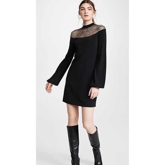 Joos Tricot Swarovski Fish Net Body Con Dress Black Size Extra Small - Picture 1 of 12